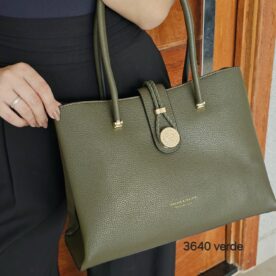 3640 Bolsa de Ombro Satchel Veryrio PU - Verde