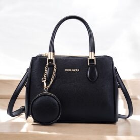 9035 Bolsa de Ombro Rosa Amora Poliuretano PU -  Preto