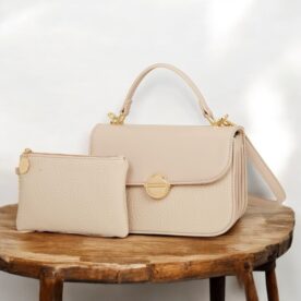Bolsa Transversal Rosa Amora PU - Creme (Ref. 6173b)